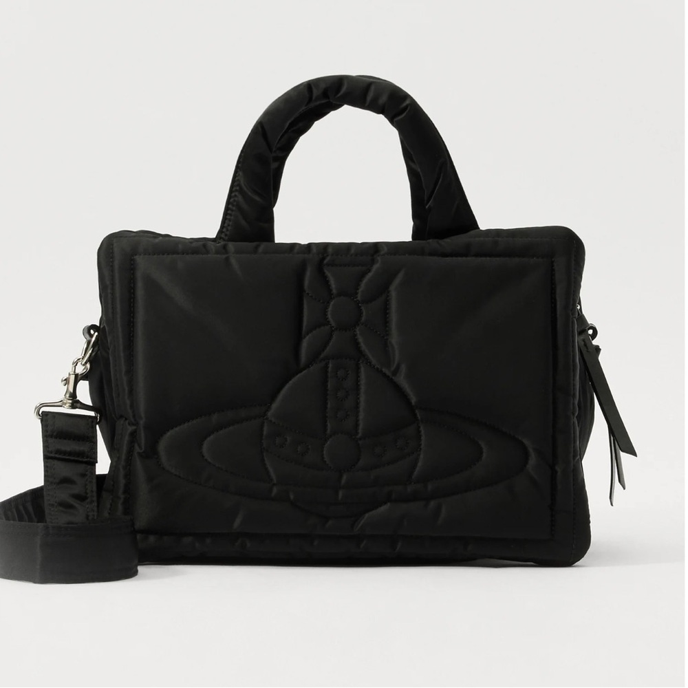 Vivienne Westwood Black Margaret/Eiderdown Medium Tote/Crossbody Bag